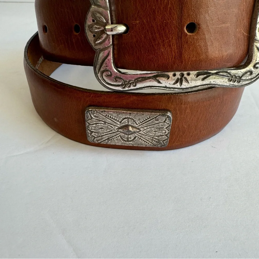Vintage Y2K Brown Leather Belt‎ Western Boho Womens Large The Ritz Collection